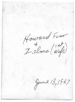 Howard Finn and 1st wife Zelma at their wedding in California