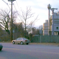 040426Rte30CementPlant More urban blight at Route 30, on the Framingham-Natick town line. This cement plant encroaches on the CRT right-of-way; it was moved partway back a few years before.