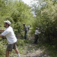 CRT-clearing010512 While awaiting formal trail development, volunteers opened the trail. They clean and trim it several times each year.