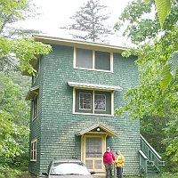 070601ColdRiverCamp_Tower Our friend Bernie chose to stay in the adjacent Tower -- which sports electricity and running water. That saved us walking over to the group facilities, now and again. Our car didn't stay here; after unloading, it was parked away from buildings and views.