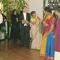 LSOIndiaDanceSavitri6 Tenor Ray Bauwens, soprano Valerie Nicolosi and orchestra conductor John McPhee compliment the Indian performers.