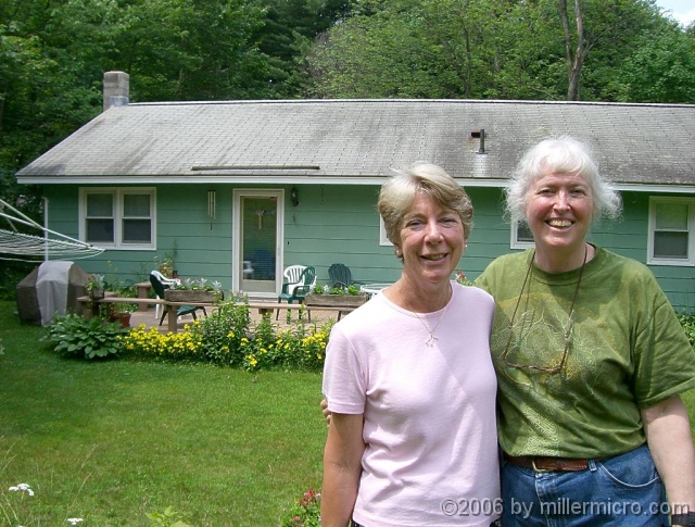 060629ConniesNewHome We had a reunion with Connie Ward, Jill's best friend from Recreation cottage back when JIll and Connie were next-door neighbor kids at Lake Morey. Now Connie Ward Anderson, her home is in downtown Hanover, NH. It's on a steep hill; its front is two stories high