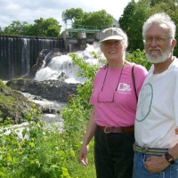 060627JillAndDickAtBradfordFalls After a few days of rain, the Bradford Dam was rushing wildly.