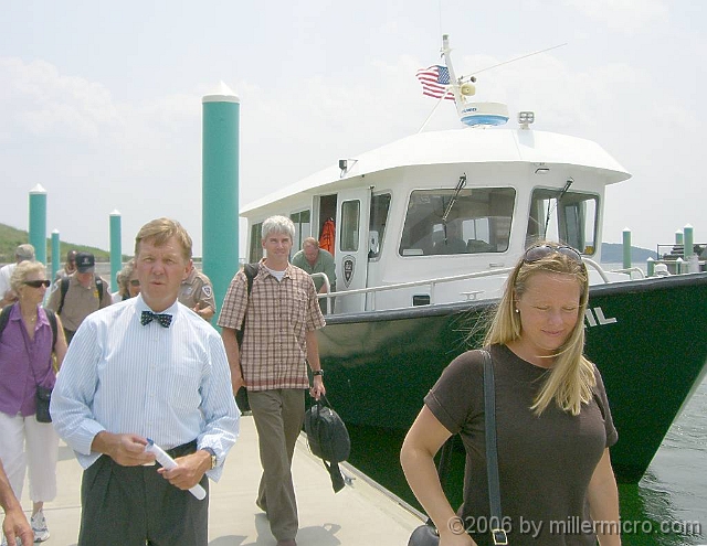 060727SpectacleIsland2 The Abigail unloads its passengers onto the new wharf at Spectacle Island.