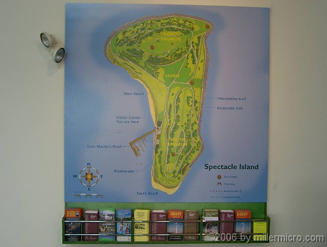 060727SpectacleIslandInfo4 The headquarters building offers visitors this helpful wall map and many hand-outs.