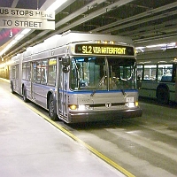 060727SilverLine5 We were BOTH right! A subway AND a bus. Sixty-foot-long articulated double buses running in underground tunnels. Why not?