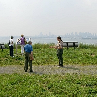 060727SpectacleIsland10 At the top of North Drumlin, a ranger answers questions.