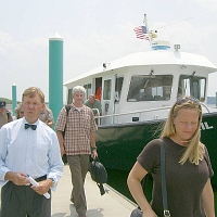 060727SpectacleIsland2 The Abigail unloads its passengers onto the new wharf at Spectacle Island.
