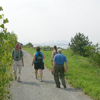 060727SpectacleIsland5 Good trails, with better views and a cooling sea breeze! That's Boston in the background. On this hot day, you can be sure that it's a lot warmer in town.